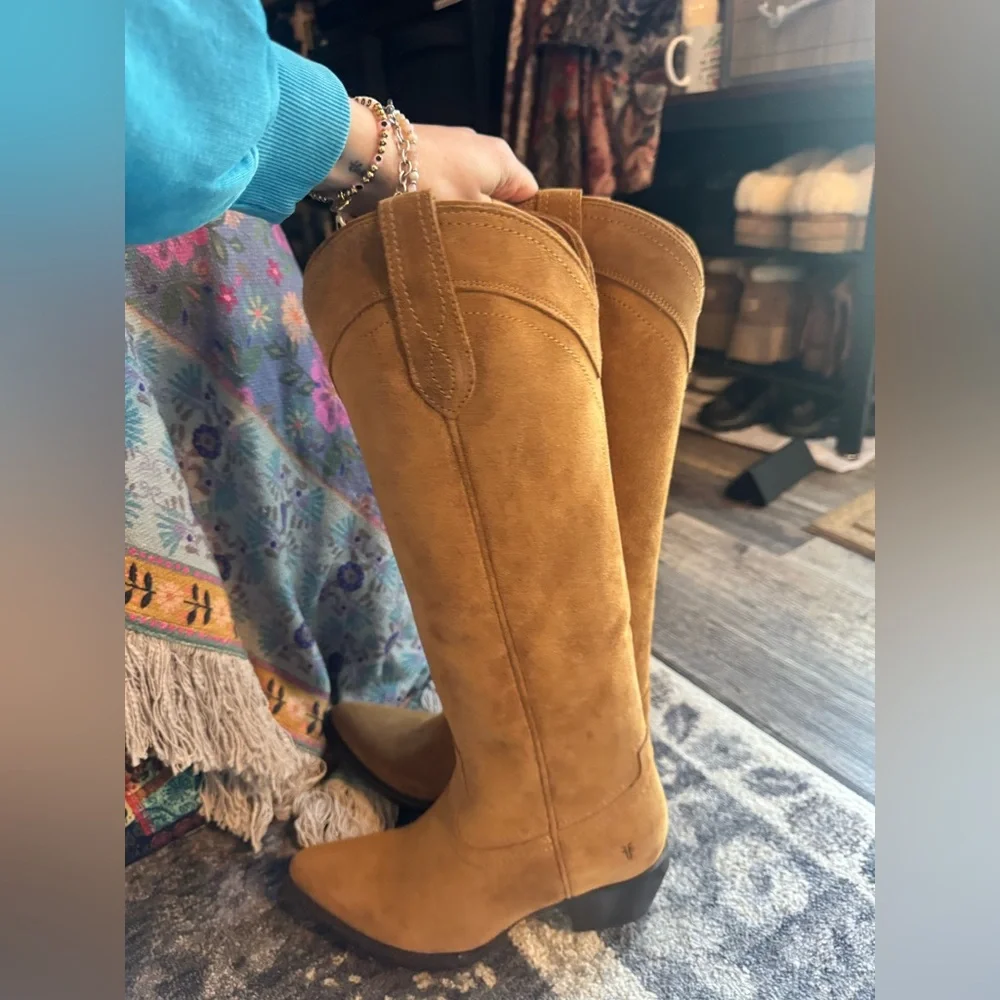 Frye Tan Sacha to the Knee Suede Boots